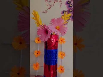 Paper Flowers for Recycled Vase | Easy Paper Craft????TUTORIAL coming soon #shorts