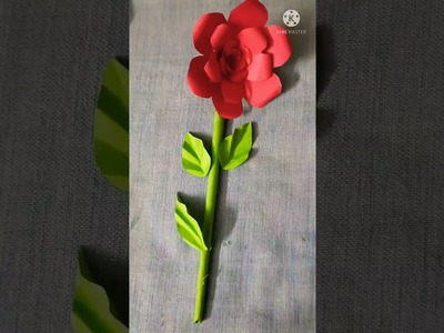 Paper Rose With Stick.Paper Crafts #Shorts