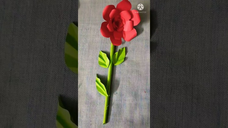 Paper Rose With Stick.Paper Crafts #Shorts