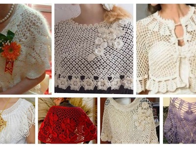 Trendy designer fancy Cotton Crochet knitted Lace flower pattern Fancy Bridal Cape Shawls for women