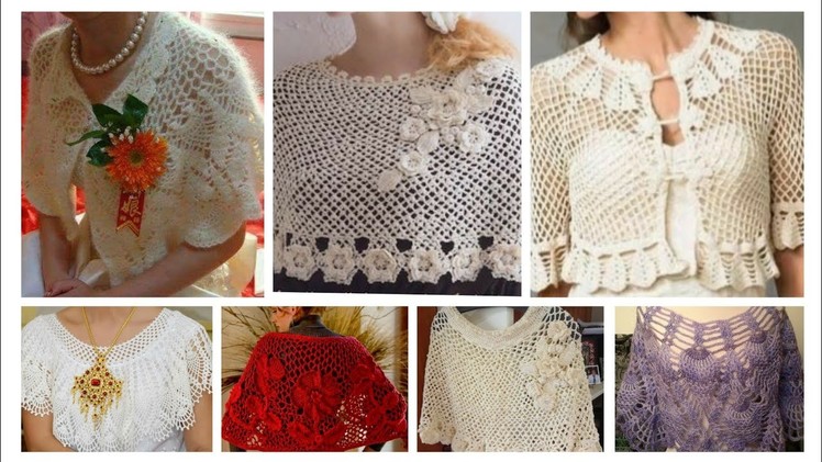 Trendy designer fancy Cotton Crochet knitted Lace flower pattern Fancy Bridal Cape Shawls for women