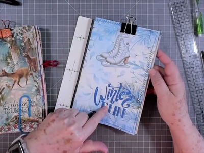 USING TEMPLATE SEWING IN TWO SIGNATURES ~ WINTER JOURNAL ~ ADDING EPHEMERA