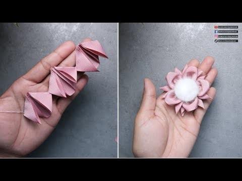 Amazing DIY kanzashi flowers with grosgrain ribbon
