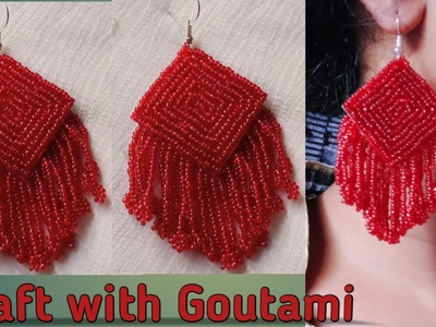 Beads Earrings making. Diy Earrings. Beads jewelry.Craft with Goutami