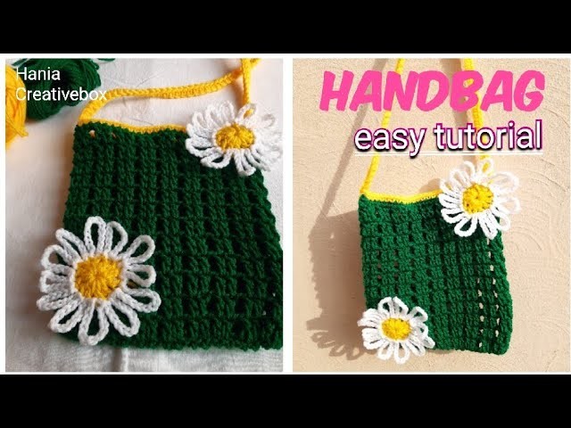 Crochet handbag for kids | daisy flower bag #crochetbag #daisyhandbag #handmadebag