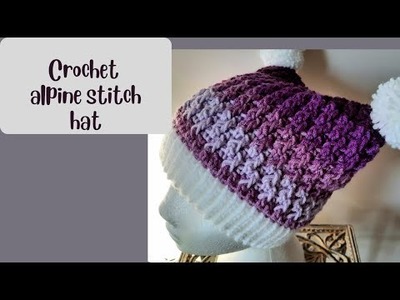 Crochet Hat With Pom-Poms - Alpine Stitch