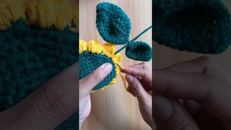 Crochet Sunflower ( How I Attached the Stem to the Flower )