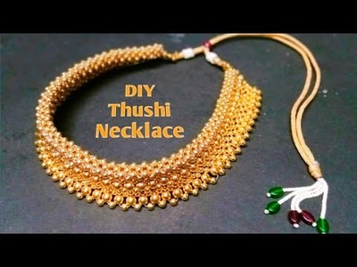 DIY Beautiful Golden Thushi Necklace. How To.Indian Rajput Necklace.Wedding Necklace At Home.