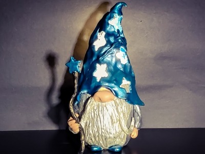 Diy Light up Wizard Gnome with polymer clay and recycled glass jar