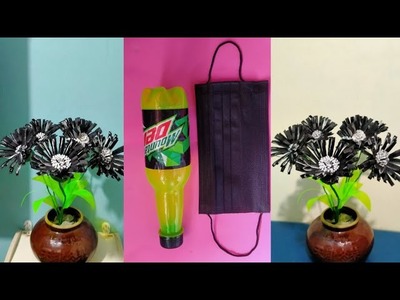 FACE MASK CRAFTS & PLASTIC BOTTLES MOUNTAIN DEW.FACE MASK CRAFTS DIY.FACE MASK FLOWER CRAFTS