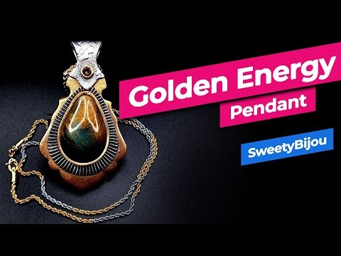 "Golden Energy" - Unique polymer clay pendant. How to make