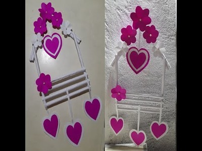Heart & Flower Wall Hanging! How to make simple paper craft ideas ! Valentines day room decor diy