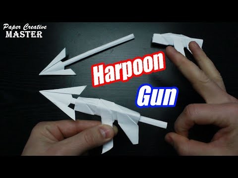 How to make a harpoon gun out of A4 paper. Origami harpoon gun