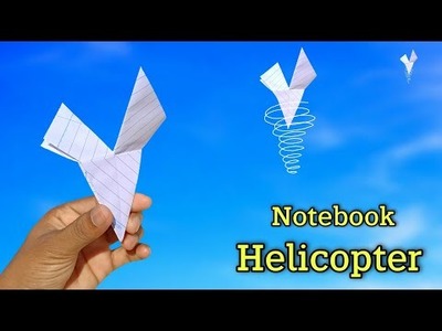 How to make notebook helicopter, flying simple helicopter, paper helicopter toy, origami new toy
