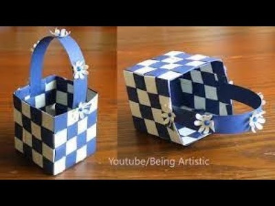 How to make paper basket without glue. easy. paper craft. no glue. ???? Niya World Creations ????