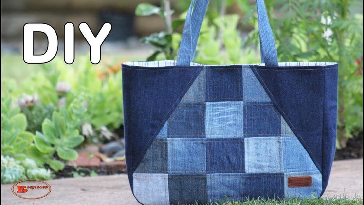 HOW TO SEW UNIQUE JEAN TOTE BAG WITH RECYCLED MATERIALS | OLD JEANS INTO BAG | BAG SEWING TUTORIAL