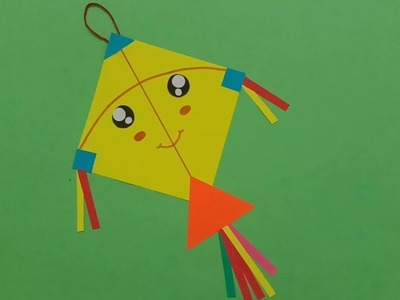 Kite craft for kids. Kite making by paper. Paper craft kite. How to make kite by colourful papers