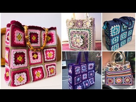 Most Latest Crochet square pattern boho style bag.shoulder bag.handbag designs