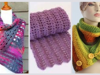 Newest trendy women crochet Winter Neck Wraps and scarf patterns #crochetscarf