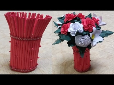 Paper flower vase|| DIY flower vase||Diy flower pot|| @ujala craft ideas