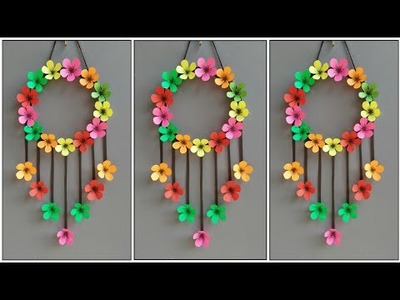 Paper Flower Wall Hanging |  Easy Wall Decor Ideas | Color Paper Craft | Paper Craft Easy
