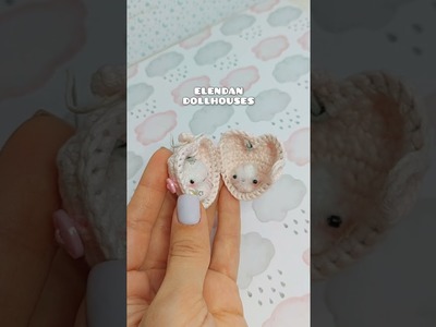 Pink heart locket with cute clouds inside - crochet mimiature by Elendan