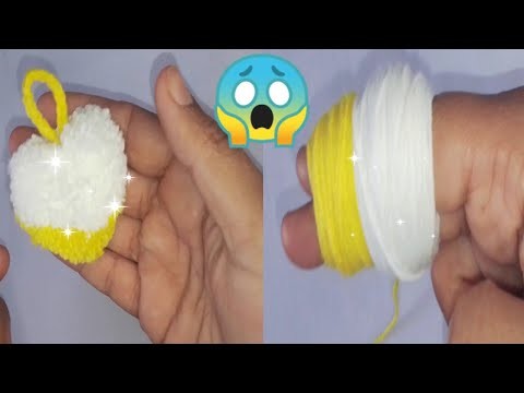 Super easy pom pom heart❤ making with finger | Amazing Craft Ideas with Wool |How to Make Yarn Heart