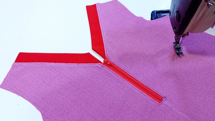 V neck Sewing Tutorial With Zipper. Cutting and Stitching. Size XXL. Clever Sewing Tips and Tricks