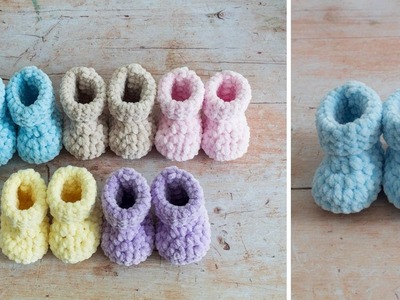 CHUNKY Yarn - EASY Crochet Baby Booties Tutorial (A Very QUICK Project!)