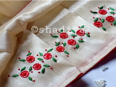 Hand embroidery border design for saree|borderline embroidery
