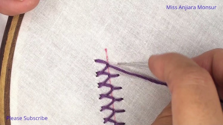 Hand embroidery Fly Stitch Tutorial, Plaited Fly Stitch Tutorial, Basic embroidery Stitch