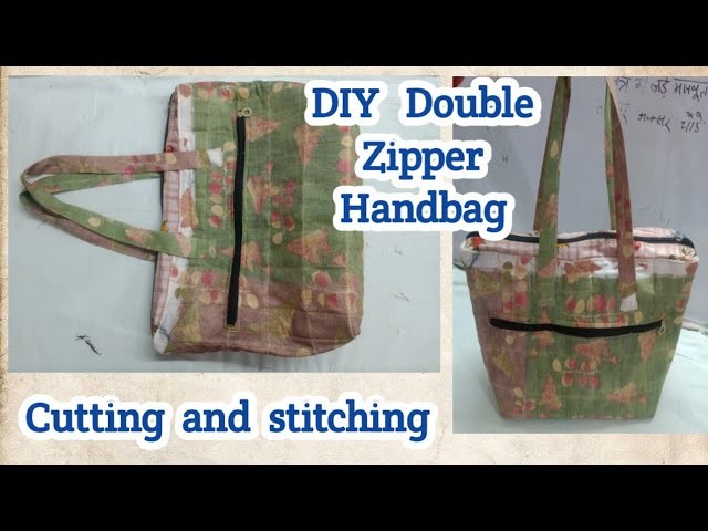 Handmade bags cutting and stitching. double zipper handbag l shopping bag l grocery bag l Ashok