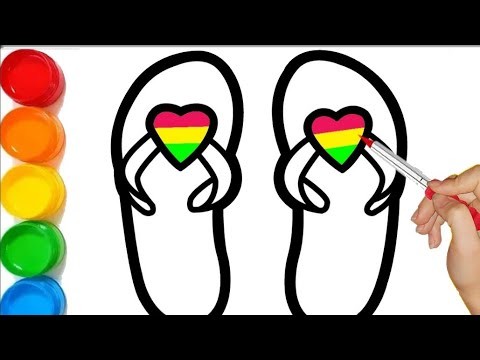 How to draw Sandals with Rainbow Colors for children