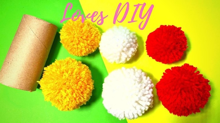 Super Easy Pom Pom With Toilet Paper Roll Crafts | Amazing Toilet Paper Roll | Loves DIY