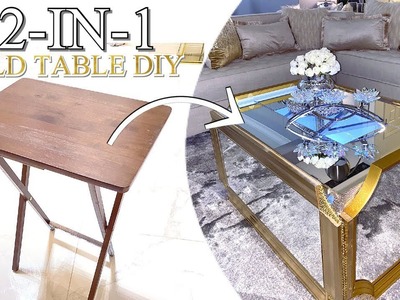 Watch Me TRANSFORM A BASIC Fold Table Into a 2-in-1 LARGE Coffee Table. Console Table