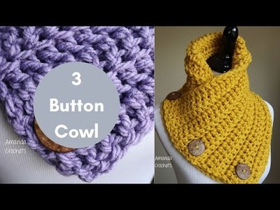 3 Button Cowl | Easy Crochet Scarf Tutorial | Beginner Cowl Pattern