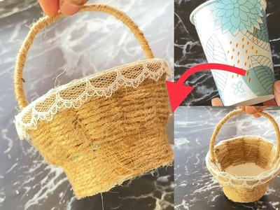 Beautiful Basket from Paper cup. DIY. Flower basket. Paper crafta. Wedding gift basket. Recycle idea