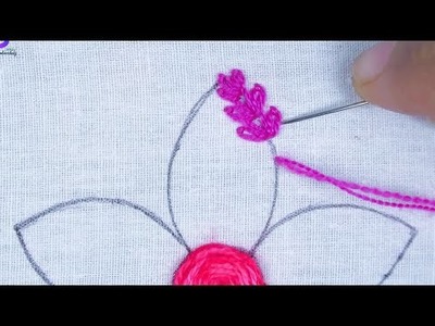 Beginner Flower Hand Embroidery Design, Very Elegant Flower Embroidery Design, Hand Embroidery