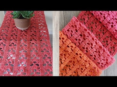 Crochet Easy Pattern | #crochetscarf #crochettablerunner #crochetworldcreations