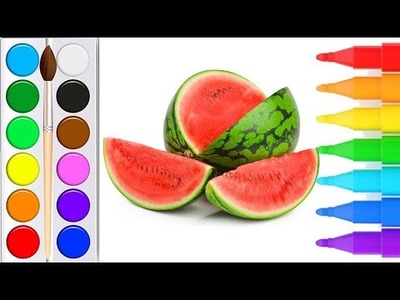 Dibujar y colorear de sandía - Dibujos para niños. Drawing watermelon for kids