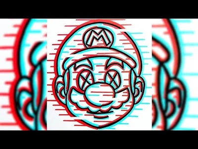 Drawing Mario with posca markers! Glitch effect! #Shorts