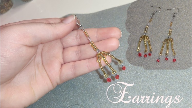 Earrings. Golden handmade earrings. Easy festivities earring#diy