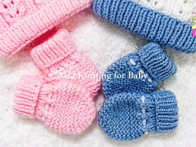 Easy knit baby mittens LEFT HAND TUTORIAL by Knitting for Baby