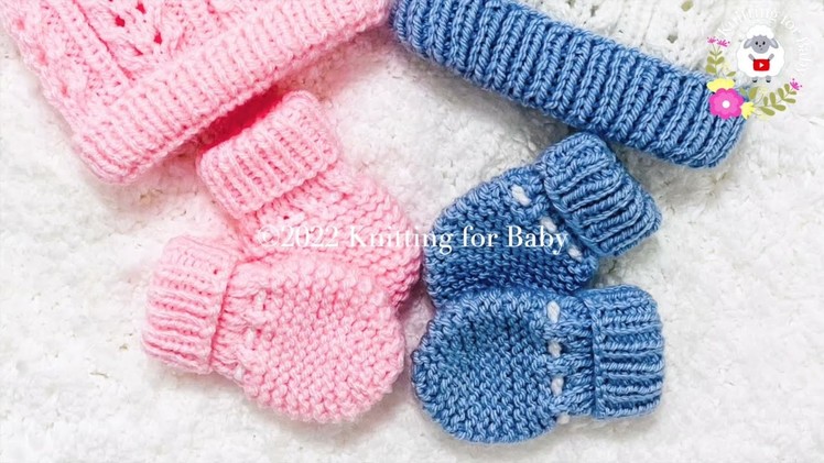 Easy knit baby mittens LEFT HAND TUTORIAL by Knitting for Baby