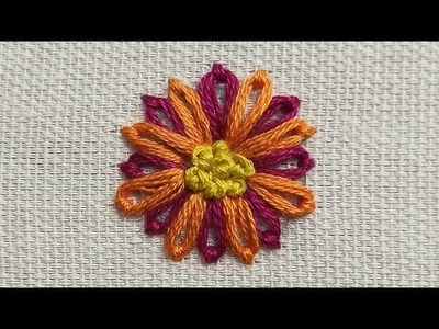 Easy Lazy daisy Stitch Flower Hand Embroidery For Beginners#shorts