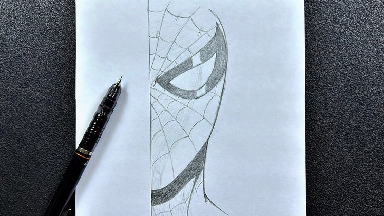 Easy sketch | how to draw spider man no way home half face easy step-by-step