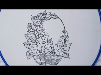 Extremely beautiful embroidery: Hand embroidery floral basket design stitches - All over embroidery