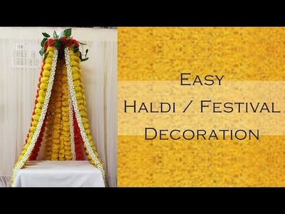 Haldi Decoration at home | Simple Festival Decor| House warming decor | Pre wedding events decor USA