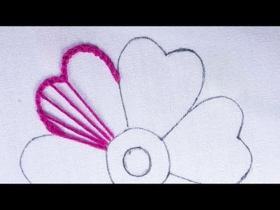 Hand embroidery amazing heart petal flower embroidery design for beginners