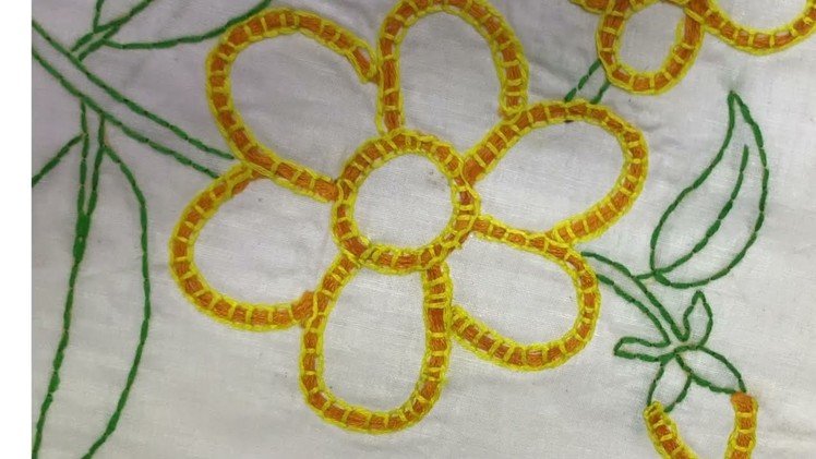 Hand embroidery Box couching stitch